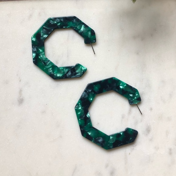 The Ryan - Geometric Emerald Hoops - Picture 3 of 4